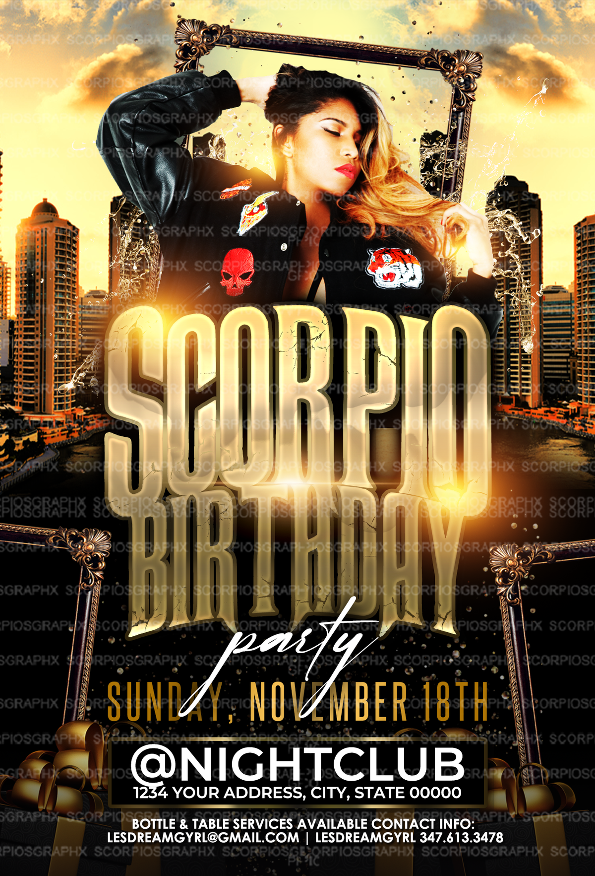 Scorpio Birthday Party Flyer Template
