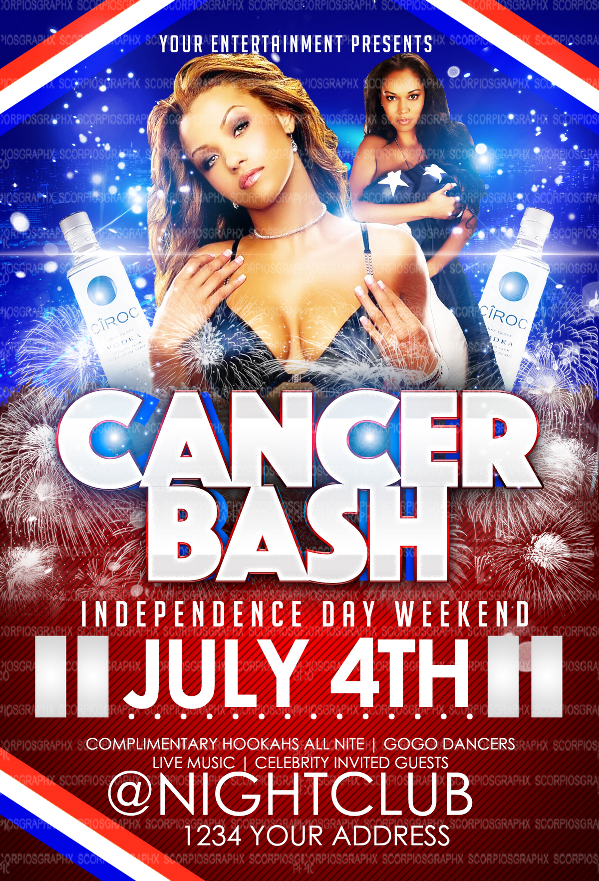 Cancer Birthday Bash Flyer Template
