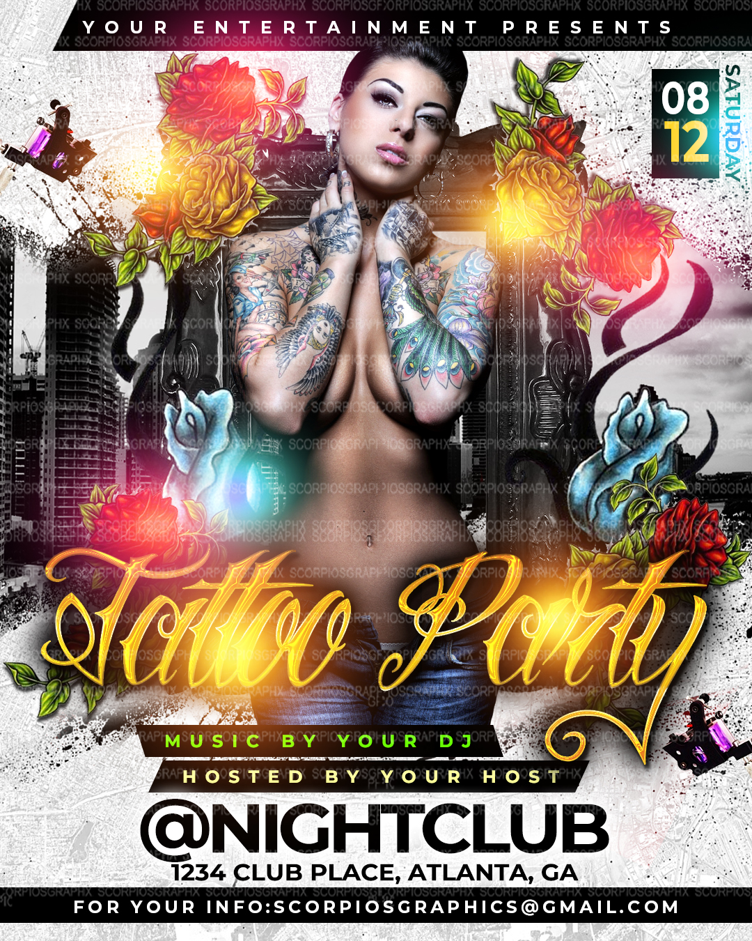 Tattoo Party Flyer Template
