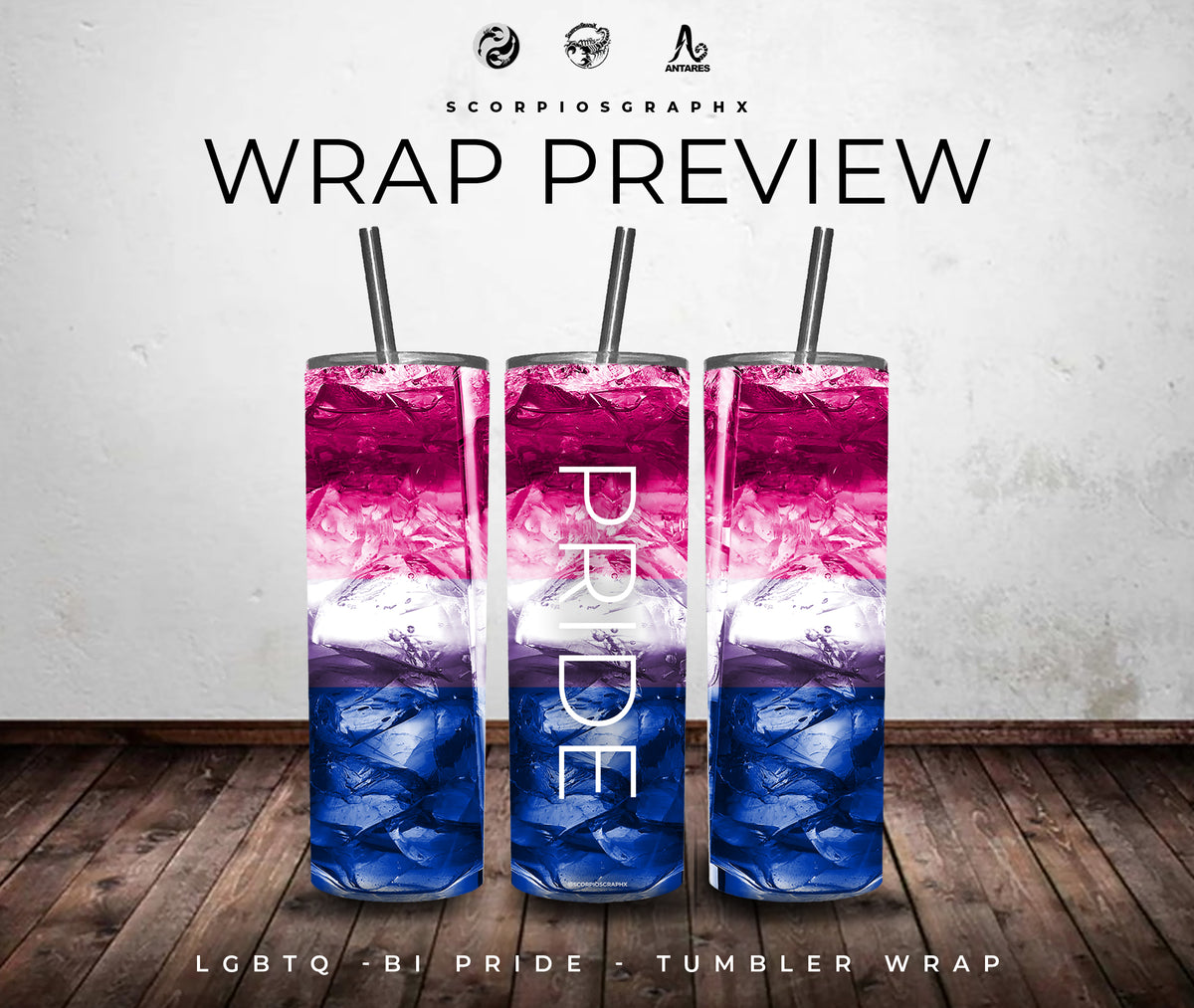 Bi Pride png | Sublimation | Tumbler Wrap Design | Digital Download