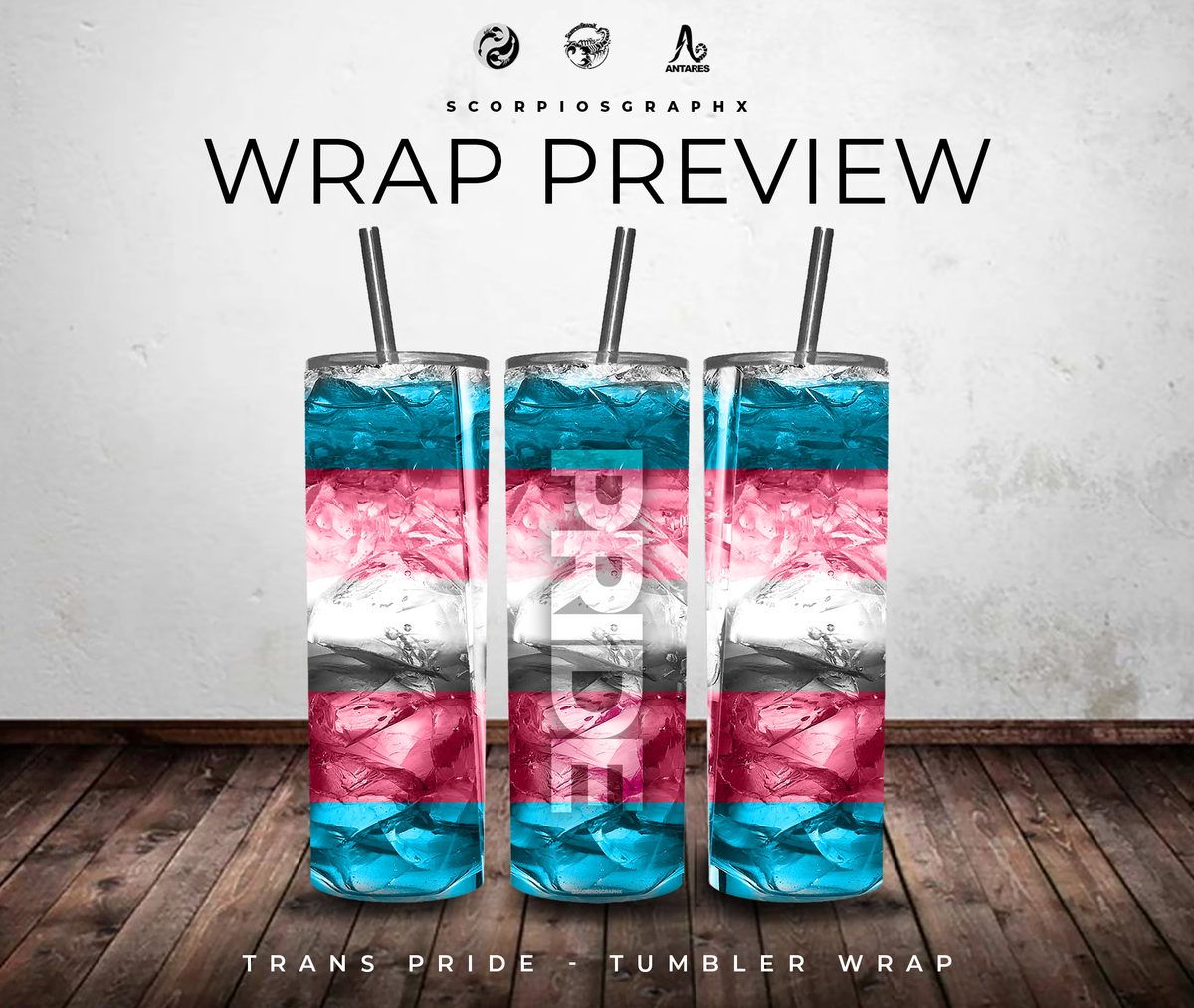 Transgender Pride PNG | Sublimation | Tumbler Wrap Design