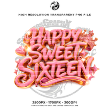 Load image into Gallery viewer, Sweet Sixteen TITLE LOGO PNG
