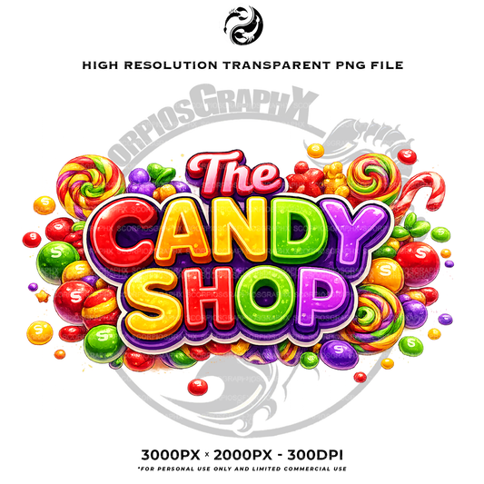 3D Vintage Candy Shop Logo PNG