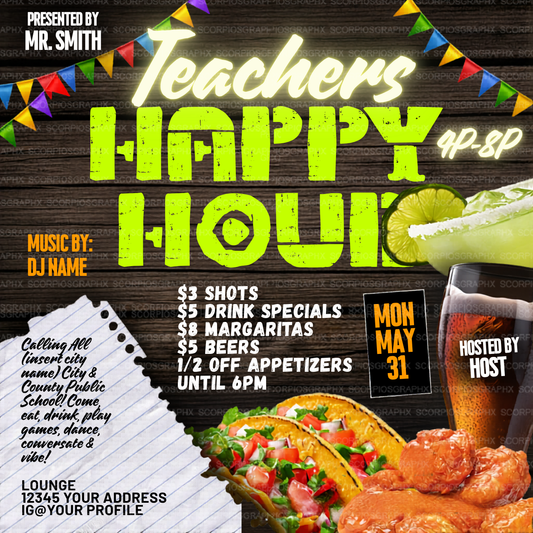 Teachers Happy Hour Flyer