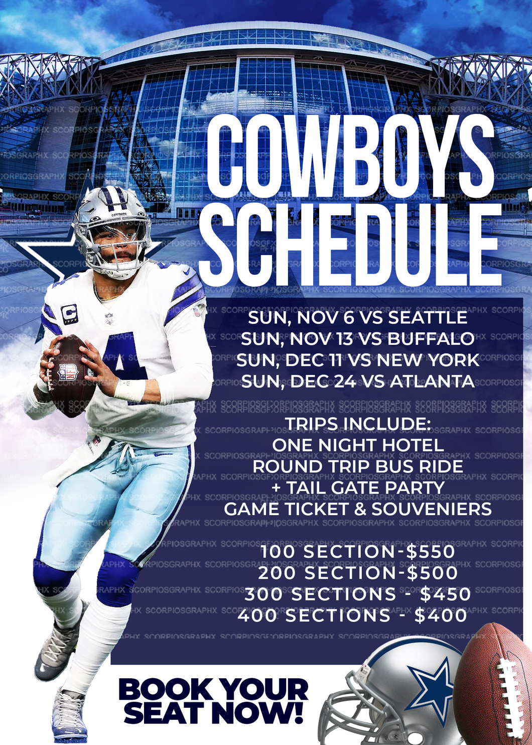 Cowboys Schedule Flyer Template