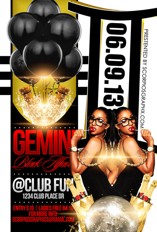 Gemini Birthday Flyer Template