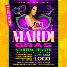 Load image into Gallery viewer, Mardi Gras Weekend Flyer Template
