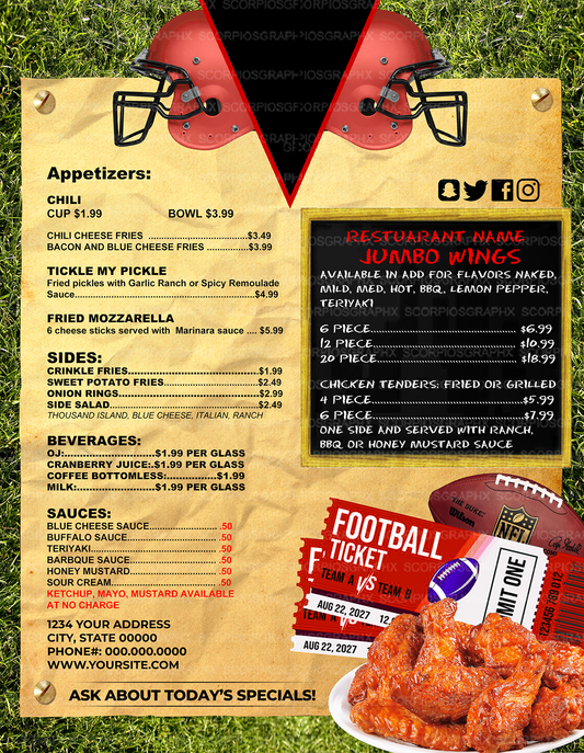 Football Menu Template