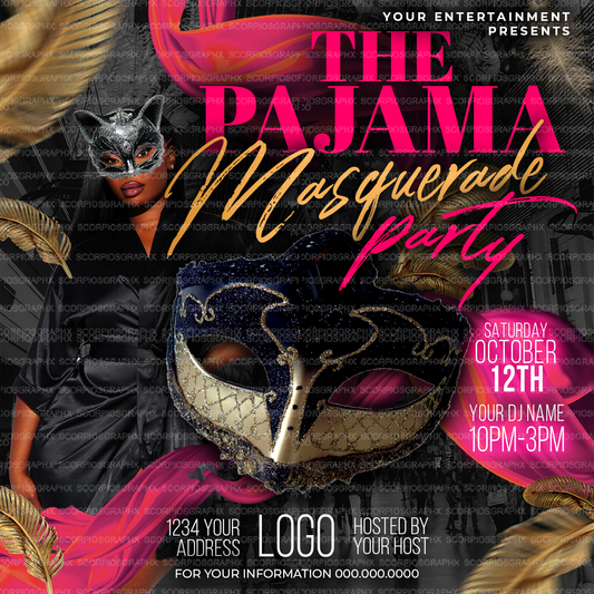 Pajama Masquerade Party Flyer Template