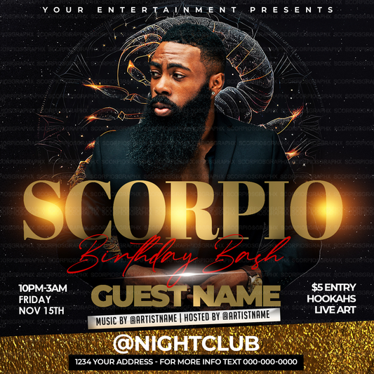 Scorpio Birthday Bash Flyer Template
