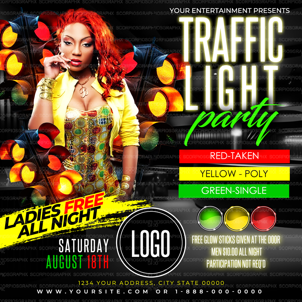 Traffic Light Party Flyer Template