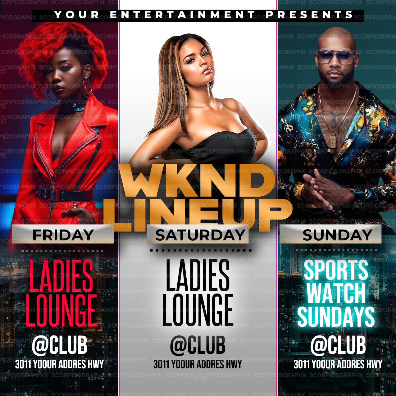 Weekend Flyer Lineup Flyer Template – ScorpiosGraphx