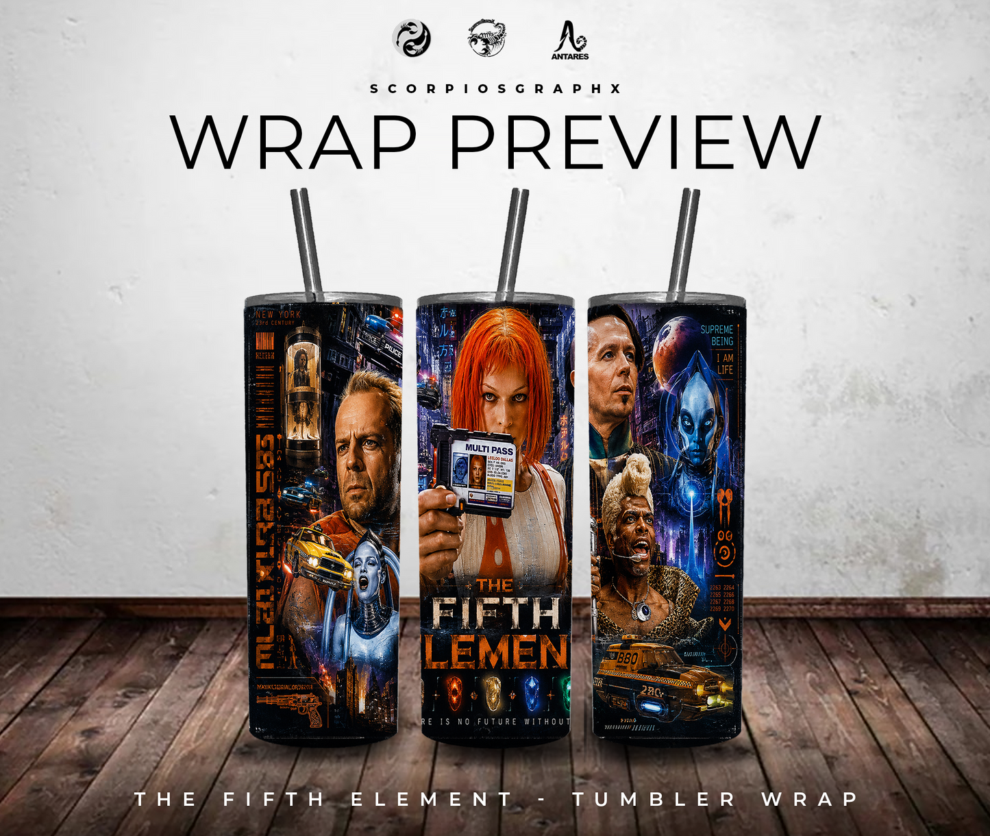 The Fifth Element 20oz Tumbler Wrap PNG
