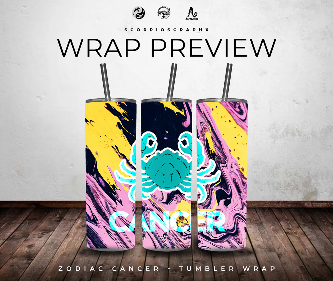Cancer Zodiac Sign PNG | Sublimation | Tumbler Wrap Design | Digital Download