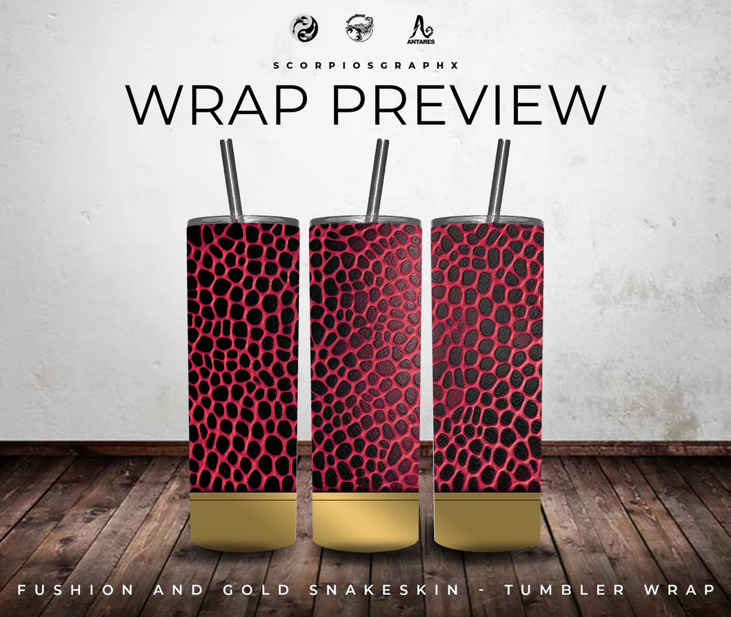 Fushia and Gold SnakeSkin PNG | Sublimation | Tumbler Wrap Design | Digital Download