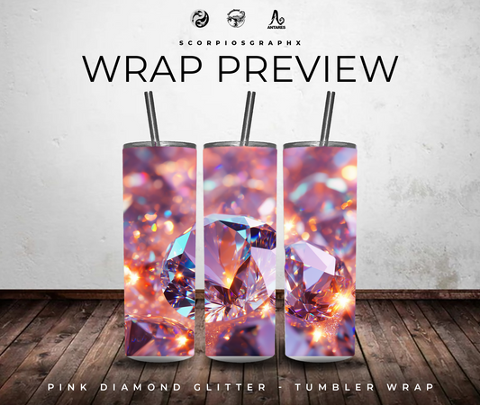 Pink Diamond Glitter PNG | Sublimation | Tumbler Wrap Design | Digital Download