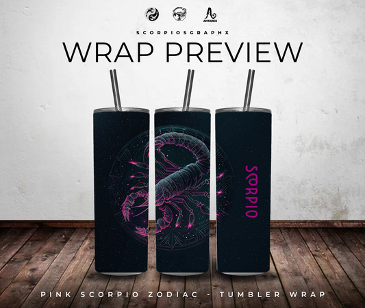Pink Scorpio Zodiac PNG | Sublimation | Tumbler Wrap Design | Digital Download