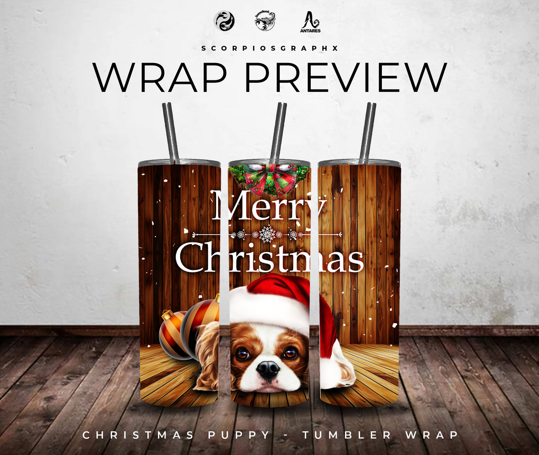 Christmas Puppy PNG | Sublimation | Tumbler Wrap Design | Digital Download