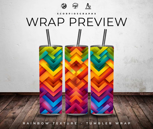 Rainbow Texture Tumbler Wrap Design PNG