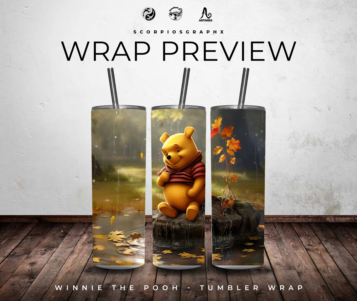 Winnie the Pooh PNG | Sublimation | Tumbler Wrap Design | Digital Download