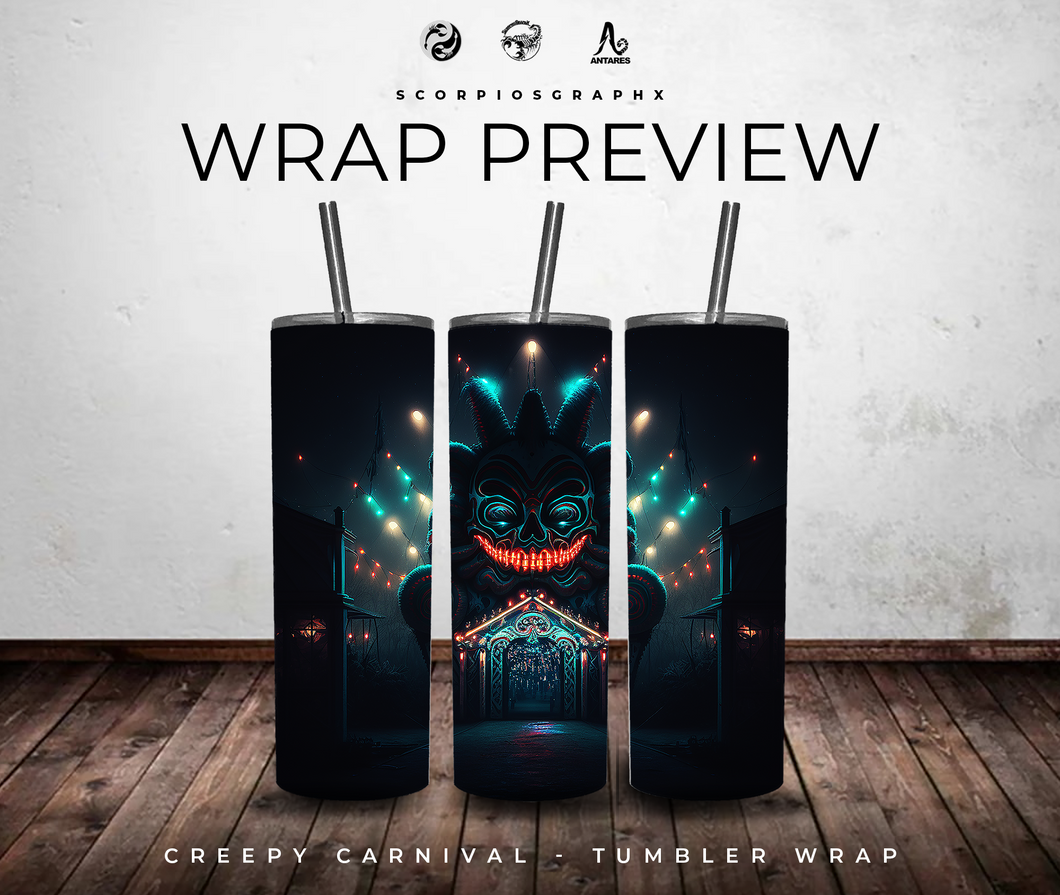 Creepy Carnival PNG | Sublimation | Tumbler Wrap Design | Digital Download