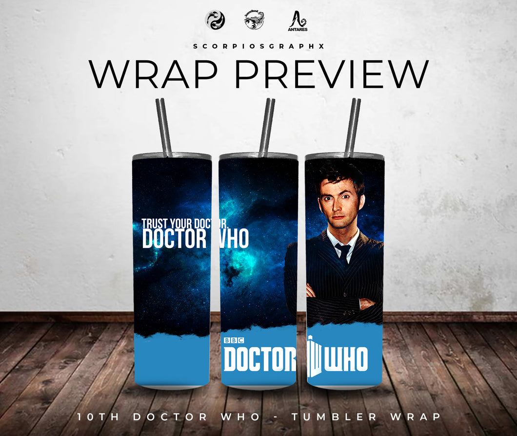 10th Doctor PNG | Sublimation | Tumbler Wrap Design | Digital Download