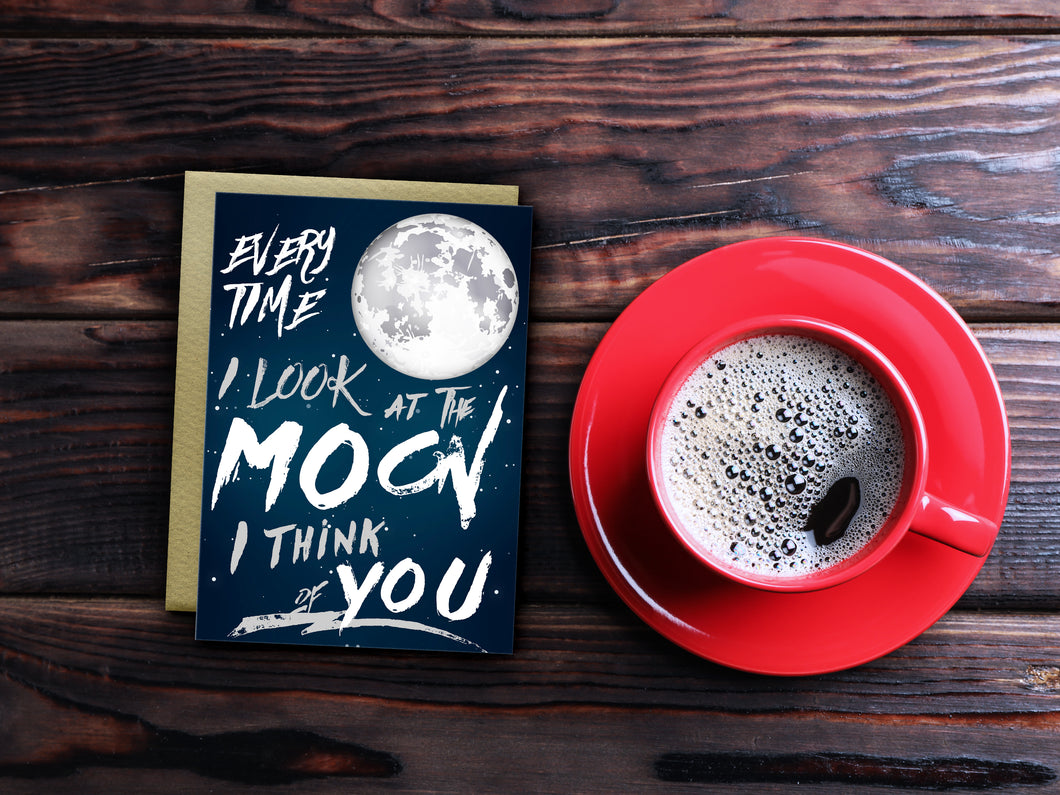 Looking at the Moon | THINKING OF YOU Greeting Card | Printable