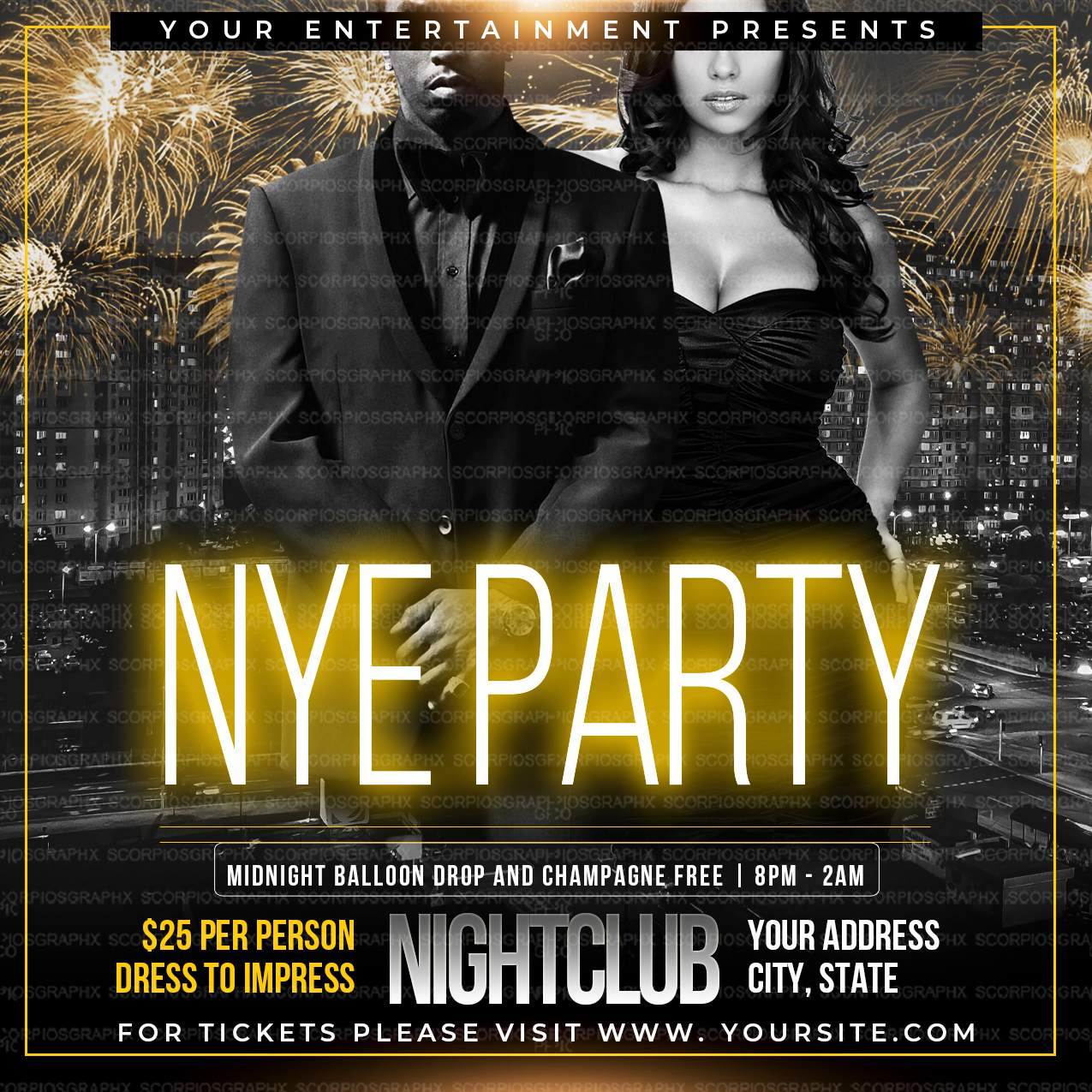 NYE Flyer Template ScorpiosGraphx