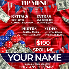 Load image into Gallery viewer, Only Fans Tip Menu Flyer - Patriotic
