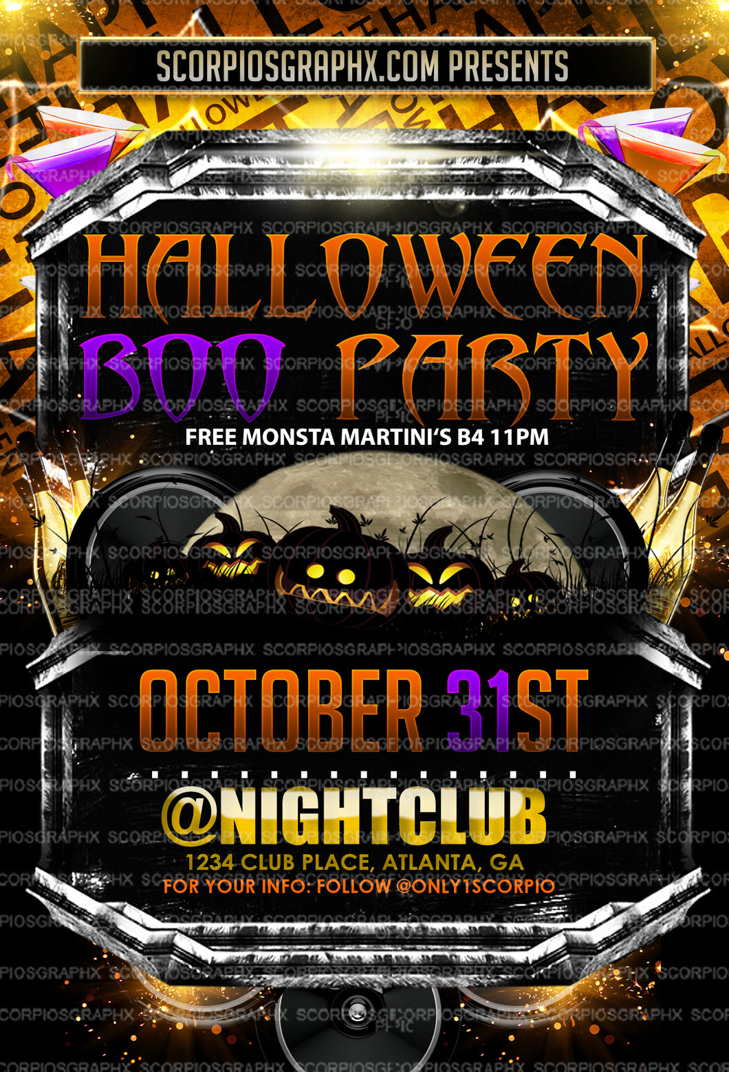 Halloween Boo Party Flyer Template