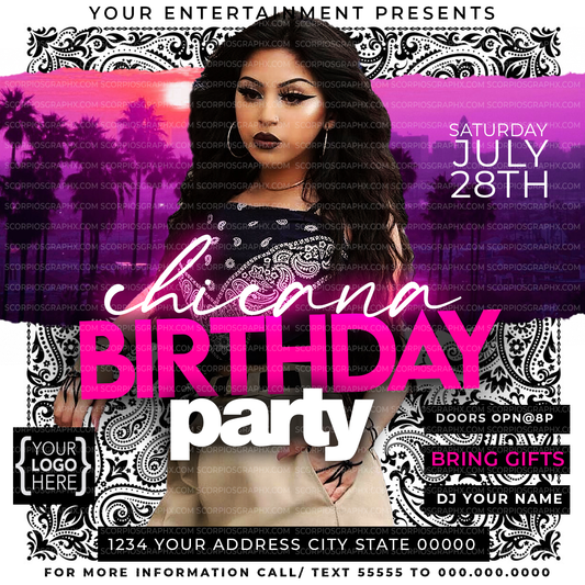 Chicana Birthday Flyer Template