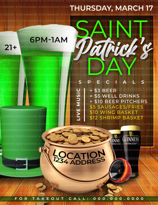 St Patricks Day Menu Flyer